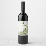 Green Peacock Leaf Vine Wedding Wine Label<br><div class="desc">Personalize a unique wine label for your wedding and reception with a Green Peacock Leaf Vine Wedding Wine Label. Wine Label design features a light gray grunge background with a vibrant green peacock with a leaf vine embellishment. Personalize with the groom and bride's names along with the wedding date. Additional...</div>