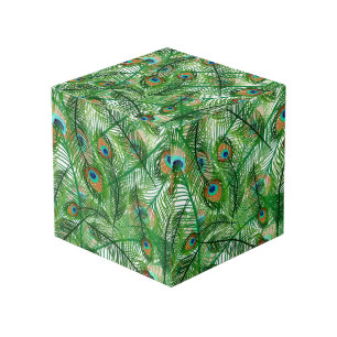 Green Peacock Pattern Cube