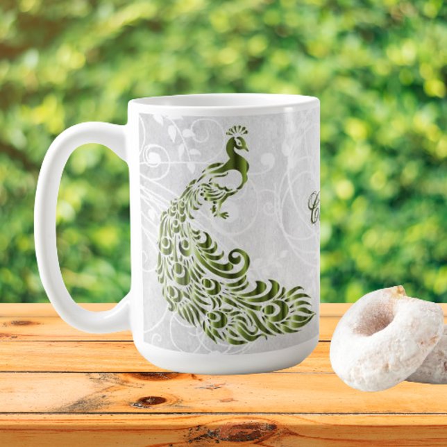 Green Peacock Personalized Coffee Mug (Green Peacock Personalized Coffee Mug)