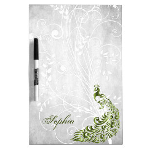 Green Peacock Personalized Dry Erase Board