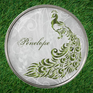 Green Peacock Personalized Golf Ball Marker