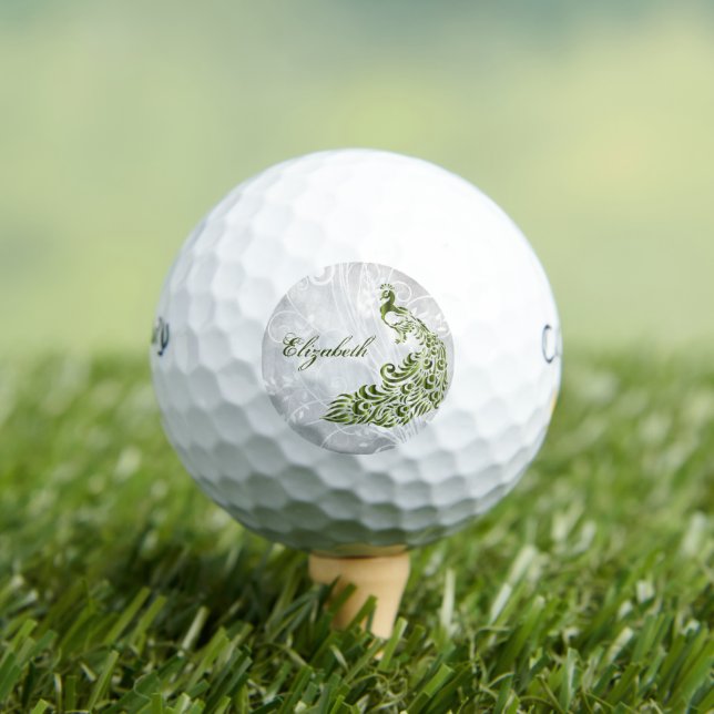 Green Peacock Personalized Golf Balls (Insitu Tee)