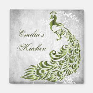 Green Peacock Personalized Magnet