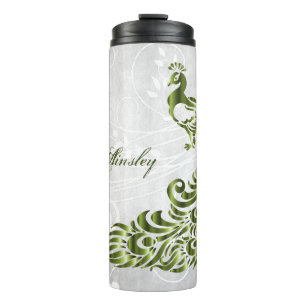 Green Peacock Personalized Thermal Tumbler