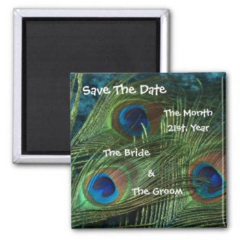 Green Peacock Wedding Save The Date Magnet by Peacocks at Zazzle