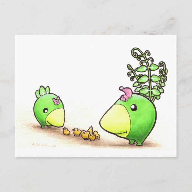 Green Peafowl  Family postcard (Front)