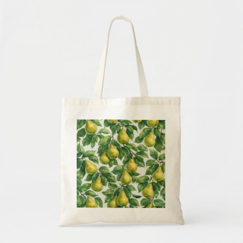 Green Pear Botanical Pattern Tote Bag