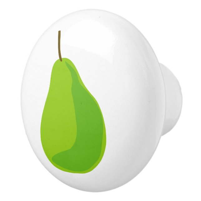 Green pear drawing custom ceramic pull knob (Right)