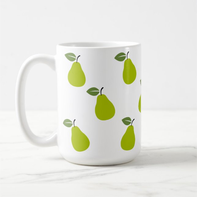 Green Pear Fruit Design Pattern Mug (Left)