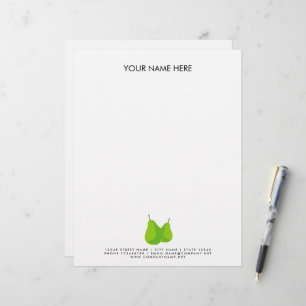 Green pear fruit logo letterhead template