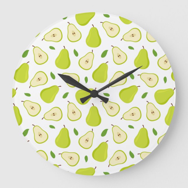 Green Pear Pattern Large Clock (Front)