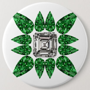 Green Pear shaped Diamond Pattern Button