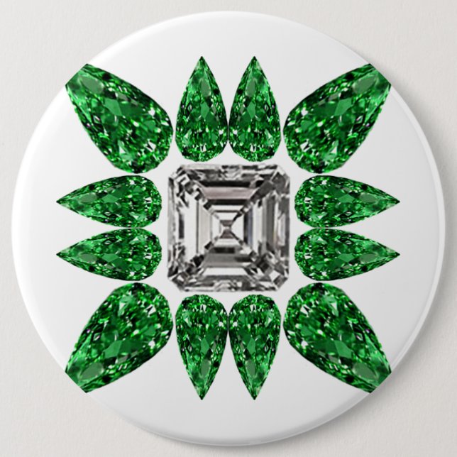 Green Pear shaped Diamond Pattern Button (Front)