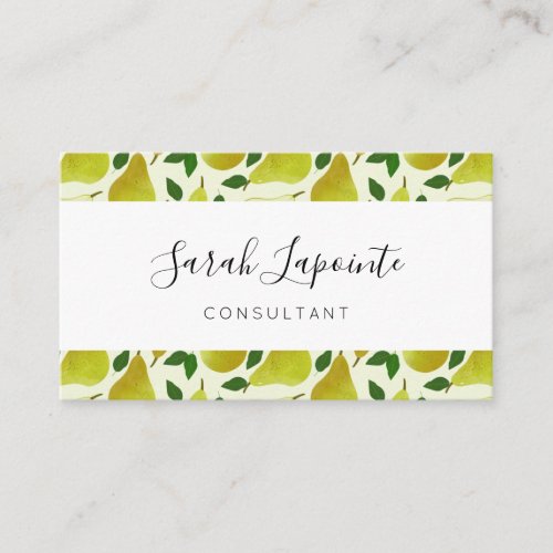 Green Pears Pattern Business Card
