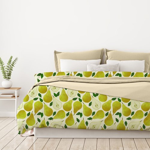 Green Pears Pattern Duvet Cover