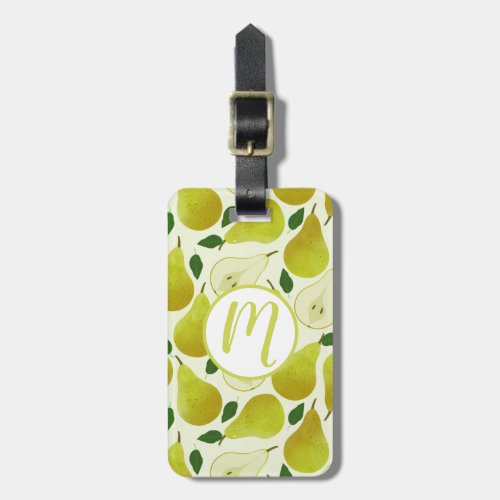 Green Pears Pattern Luggage Tag