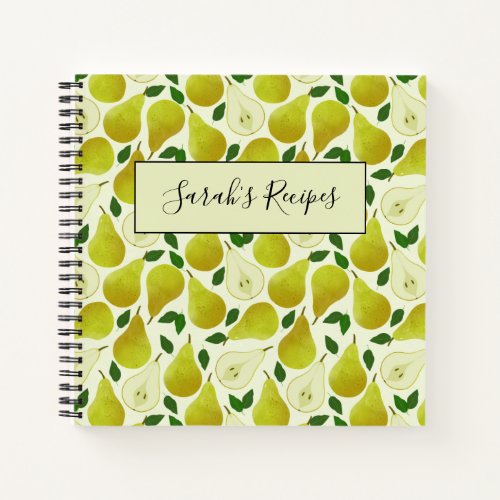 Green Pears Pattern Notebook