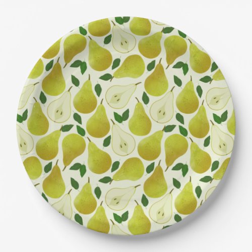 Green Pears Pattern Paper Plates