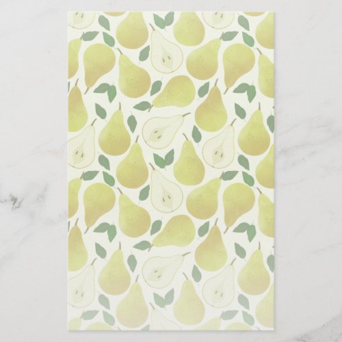 Green Pears Pattern Stationery