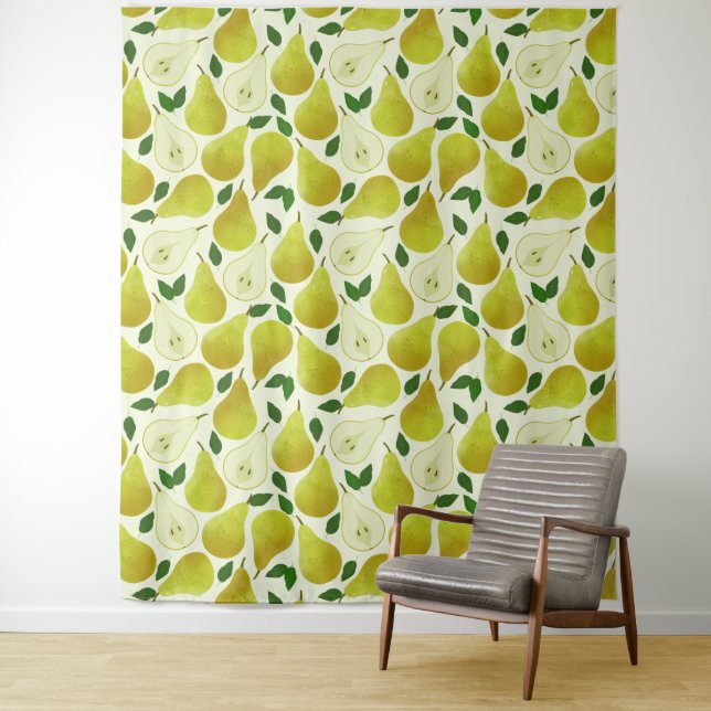 Green Pears Pattern Tapestry (In Situ)