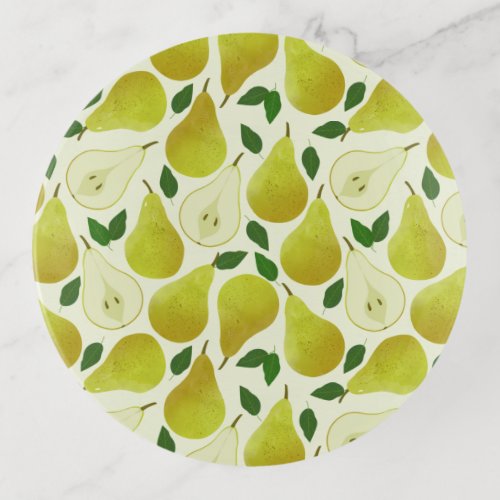 Green Pears Pattern Trinket Tray