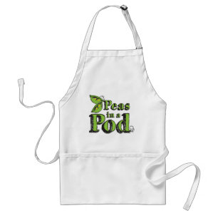 Green Peas Drawing Vegetable Art 2 Peas in a Pod Adult Apron