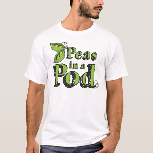 Green Peas Drawing Vegetable Art 2 Peas in a Pod T_Shirt