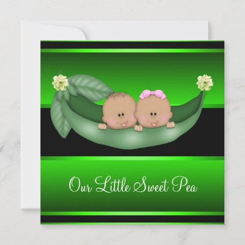 Green Peas In A Pod African American Gender Reveal Custom Announcement