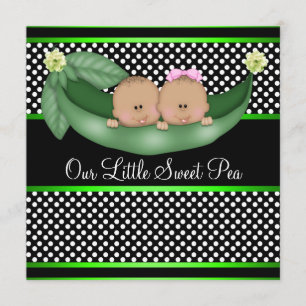 Green Peas In A Pod African American Gender Reveal Invitation