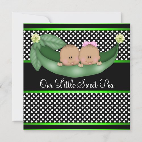Green Peas In A Pod African American Gender Reveal Personalized Invitations