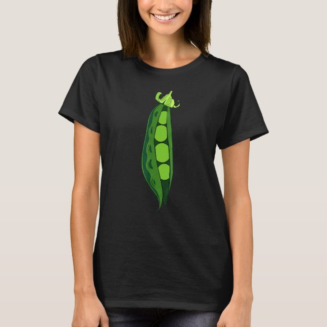 Green Peas Pea Pod Funny Vegetable Veggies Hallowe T-Shirt (Front)