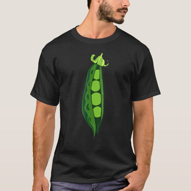 Green Peas Pea Pod Funny Vegetable Veggies Hallowe T-Shirt (Front)