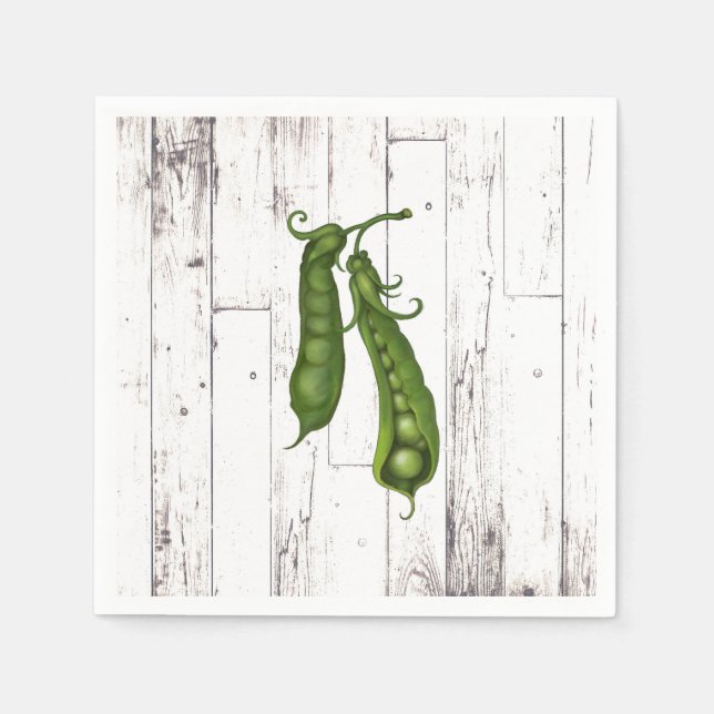 Green Peas Pea White Wood Rustic Baby Shower Paper Napkins (Front)