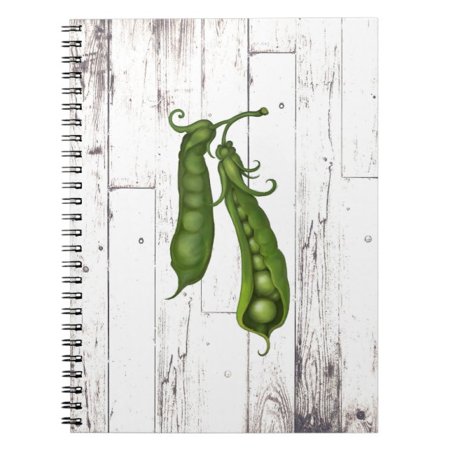 Green Peas Pea White Wood Rustic Farmhouse Kitchen Notebook (Front)