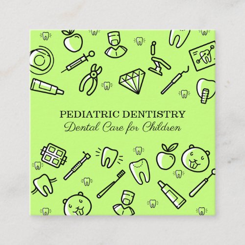 Green Pediatric Dentistry Dental Care for Childs Square Business Card