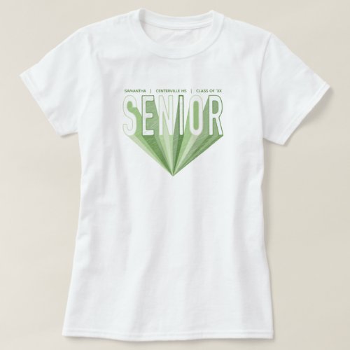 Green Pencil Sketch Senior Radiating Letters T_Shirt