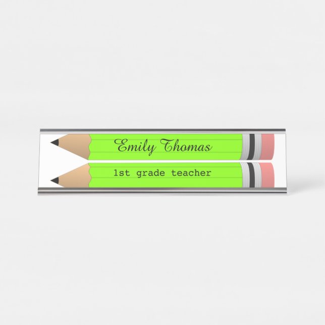 Green Pencils Class Teacher Desk Name Plate (Front)