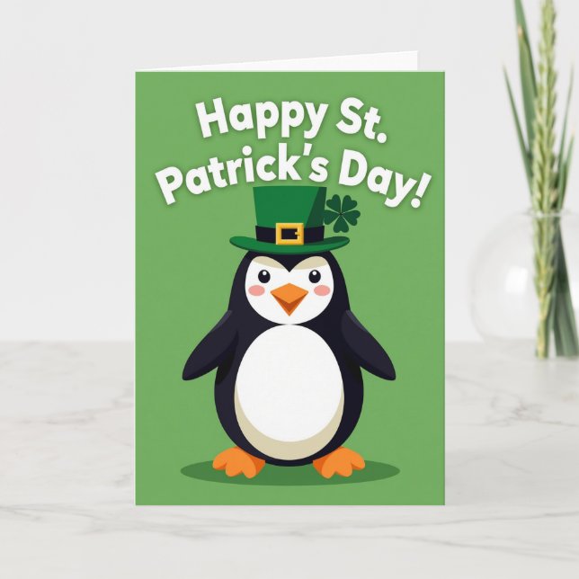 Green Penguin Happy Day Card (Front)