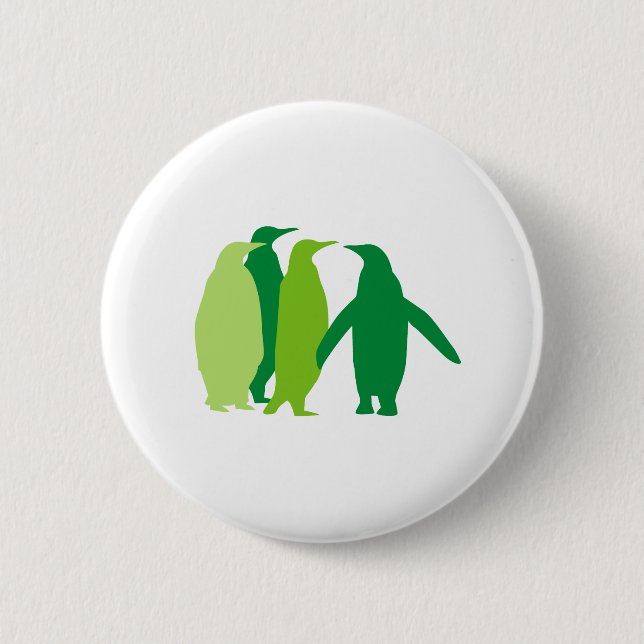 Green Penguins Pinback Button (Front)