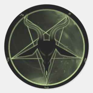 Green Pentagram Classic Round Sticker