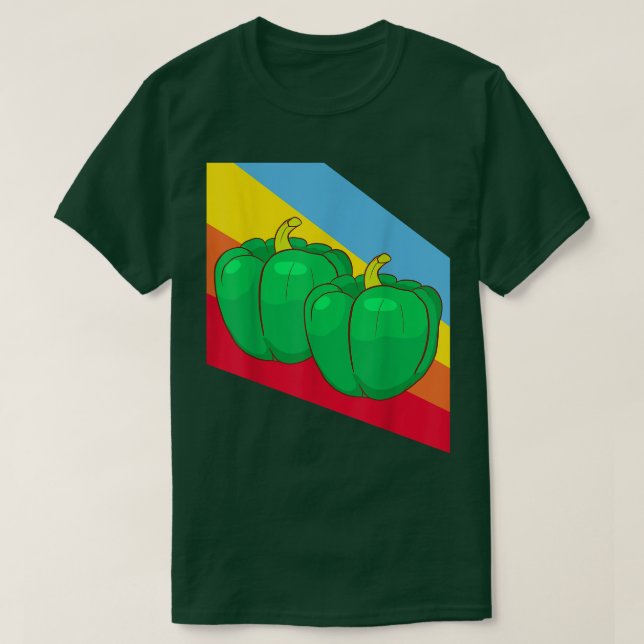 Green Pepper Paprika Vegetables Vegan Vegetarian  T-Shirt (Design Front)