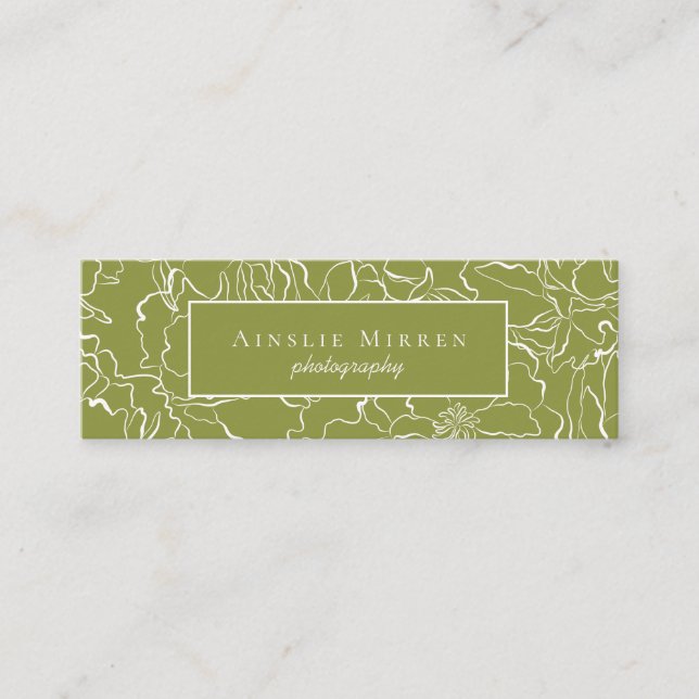 Green Pepper Simply Floral Mini Business Card (Front)