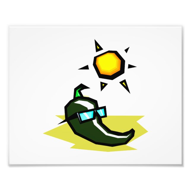 Green Pepper sunglasses sun on beach.png Photo Print (Front)