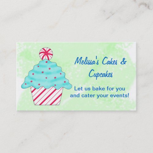 Green Peppermint Chrismas Cupcake Baking Business Card