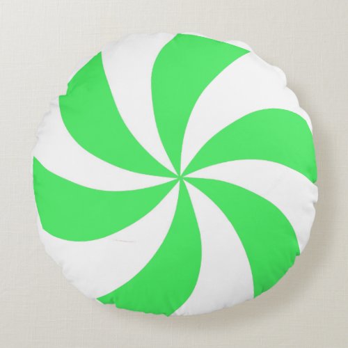 Green Peppermint Round Pillow