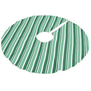 Green Peppermint Stripe Faux Linen Tree Skirt