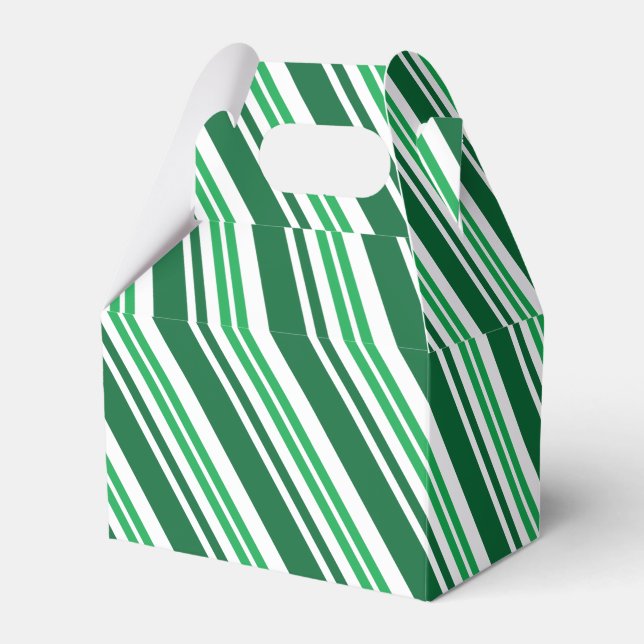 Green Peppermint Stripe Favor Boxes (Front Side)