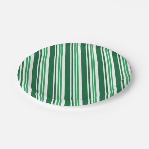 Green Peppermint Stripe Paper Plates