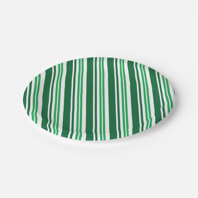 Green Peppermint Stripe Paper Plates (Angled)