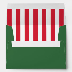 Green & Peppermint Striped Liner Christmas Envelope